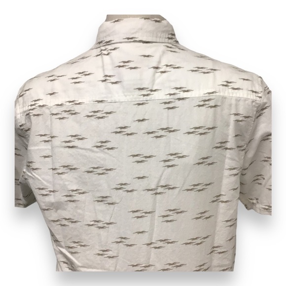 Plugg Mens Short Sleeve Button Down Casual Shirt, White, size S - Picture 5 of 13